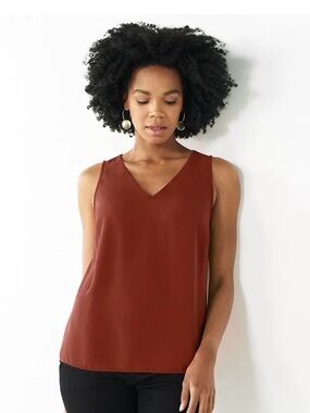 Nine West Rust Brown V-Neck Sleeveless Camisole